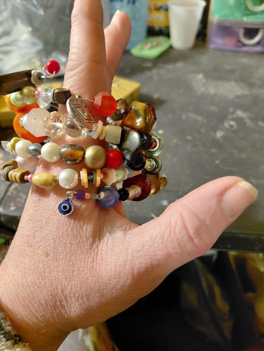 Colorful Multistrand Beaded Bracelet Stack
